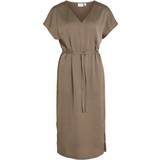 Brun - Korte kjoler - Polyester Vila Viellette Short Sleeved Midi Dress - Walnut