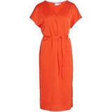 38 - Orange - Slids Kjoler Vila Viellette Short Sleeved Midi Dress - Tigerlily