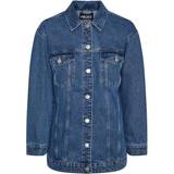 Dame - Oversized Overtøj Pieces Tika Denim Jacket - Medium Blue Denim