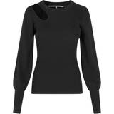 10 - Cut-Out - Dame Overdele Second Female Lee Knit O-Neck Top - Black