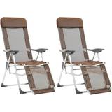Campingmøbler vidaXL Foldbare campingstole med fodstøtter 2 stk. textilene brun