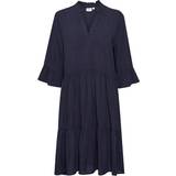 Trompetærmer - V-udskæring Kjoler Saint Tropez Edasz Solid Dress - Blue Deep