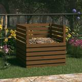 Kompostbeholdere vidaXL kompostbeholder 80x80x78 massivt fyrretræ gyldenbrun