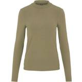 Pieces Dame - Grøn Sweatere Pieces Kylie Ribbed Long Sleeve Top - Deep Lichen Green
