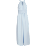 Dame - Halterneck - Lange kjoler Vila Milina Pleated Halterneck Maxi Dress - Kentucky Blue