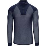 Mesh Sweatere Brynje Wool Thermo Zip Polo with Shoulder Insert - Navy