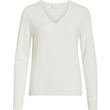 Vila Dame Sweatere Vila Ril V-Neck Knit Sweater - White Alyssum