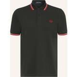 Fred Perry Pink T-shirts & Toppe Fred Perry Slim Fit Twin Tipped Polo Night Green/Bright Pink/Washed