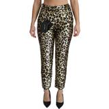 Dame - Leopard Jeans Dolce & Gabbana Sequined High Waist Pants - Gold/Brown