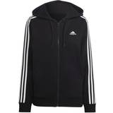 Adidas Dame Sweatere adidas Essentials 3-Stripes French Terry Regular Full-zip Hoodie - Black /White