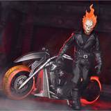 Mezco Toyz Plastlegetøj Figurer Mezco Toyz Ghost Rider Action Figure on Hell Cycle with Sound & Light Up 1/12