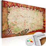 Rød Vægdekorationer Artgeist Billede kork Map of Barcelona Plakat