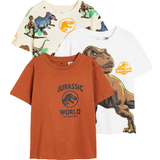 H&M T-shirt with Print 3-pack - Brown/Jurassic World
