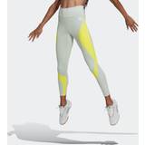 Dame - Elastan/Lycra/Spandex - Gul Tights adidas Training Essentials HIIT Colorblock 7/8 tights Linen Green Beam Yellow