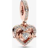 Pandora Diamanter Smykker Pandora Moments Heart & Mum Bedel 789402C01 Met 14K Roségouden Plating