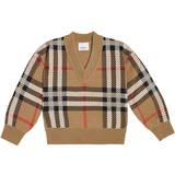 Polyamid Overdele Burberry Kid's Holly Checked Wool-Blend Sweater - Archive Beige