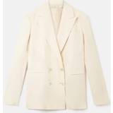 48 - Dame - Hvid Blazere Stella McCartney Fluid Linen Double-Breasted Blazer, Woman, Buttermilk Cream
