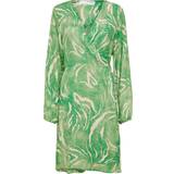 Selected Grøn - L Kjoler Selected Print Wrap Dress - Absinthe Green