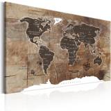 Brugskunst Artgeist World Map: Wooden Mosaic Billede