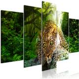 Grøn Vægdekorationer Artgeist Leopard Lying Billede