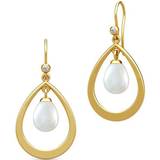Julie Sandlau Dame Øreringe Julie Sandlau Afrodite Droplet Earrings - Gold/Transparent/Pearls