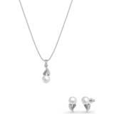 Transparent Smykkesæt Smykkekæden Hjerte Sterling Sølv med Perle