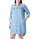 52 - Blå Kjoler Vero Moda Loose Fit Skjortekrave Curve Kort Kjole