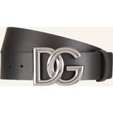 Dolce & Gabbana AND Lux Leather Crossover Logo Buckle Belt Black