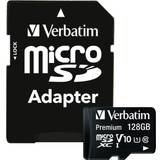 V10 Hukommelseskort Verbatim Premium MicroSDXC UHS-I U1 V10 128GB +Adapter