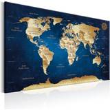 Blå - Lærred Vægdekorationer Artgeist World Map Billede 60x40cm
