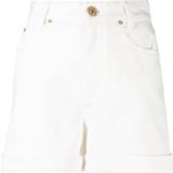 Balmain Bomuld Bukser & Shorts Balmain White Plaque Denim Shorts 0Fa Blanc FR