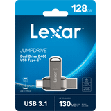 LEXAR Hukommelseskort & USB Stik LEXAR jumpdrive dual drive d400 usb 3.1 type-c usb drive, 128gb, silver