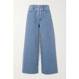 Ganni Dame Bukser & Shorts Ganni Heavy Denim Wide Drawstring Jeans J1286 Light Blue Stone Blå