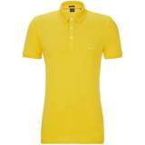 Gul - Skjortekrave - Slim Overdele HUGO BOSS Stretch Cotton Slim Fit with Logo Patch Polo Shirt - Light Yellow