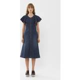 Chloé Dame Kjoler Chloé Wing-sleeve dress Blue 87% Cotton, 13% Hemp