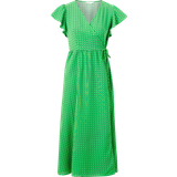 Only Dame - Grøn - Lange kjoler Only Naomi S/S Midi Wrap Dress Kelly Green AOP:Dots