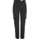 Dame - One Size Bukser Noisy May Nmmoni Cropped Fit Cargo Jeans -Black
