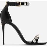 Dolce & Gabbana Polished calfskin sandals with rhinestones