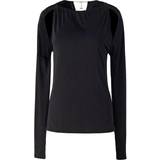 Victoria Beckham Sort Bukser & Shorts Victoria Beckham Black Cutout Long Sleeve T-Shirt Black