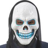 Blå Heldækkende masker Dødningehoved, LED-maske med hætte