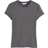 H&M Polyamid Overdele H&M Tight-Fitting Microfibre T-shirt - Dark Grey
