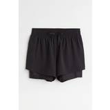 Dame - Jersey Shorts H&M DryMove Double Layer Running Shorts - Black