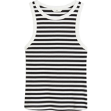 H&M Stribede Overdele H&M Ribbed Tank Top - White/Black Stripe
