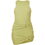 10 - Grøn - Viskose Kjoler PrettyLittleThing Crinkle Racer Neck Ring Detail Bodycon Dress - Green