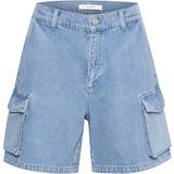 Gestuz Blå Bukser & Shorts Gestuz Valettagz Cargo Shorts Mid Blue Washed