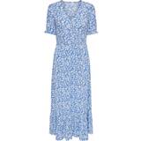 Blå - Lange kjoler - Viskose Only Chianti Short Sleeve Dress - Marina