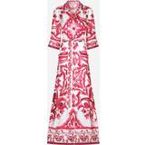 Multifarvet - Skjortekrave Kjoler Dolce & Gabbana Long Majolica-print twill shirt dress