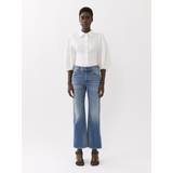 Chloé Dame Bukser & Shorts Chloé Fuego cropped bootcut jeans Blue 87% Cotton, 13% Hemp