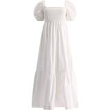 44 - Bomuld - Lange kjoler Ganni Cotton Poplin Smock Maxi Dress Kvinde Maxi Kjoler hos Magasin Bright White