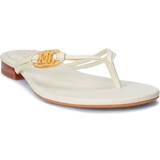 Ralph Lauren Beige Sko Ralph Lauren Emalia Nappa Leather Flip-flop Woman Toe strap sandals Ivory Soft Leather White